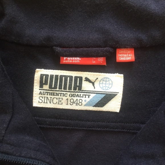 Puma Mens Lightweight Track Jacket logo Sz L Blue - Picture 3 of 8